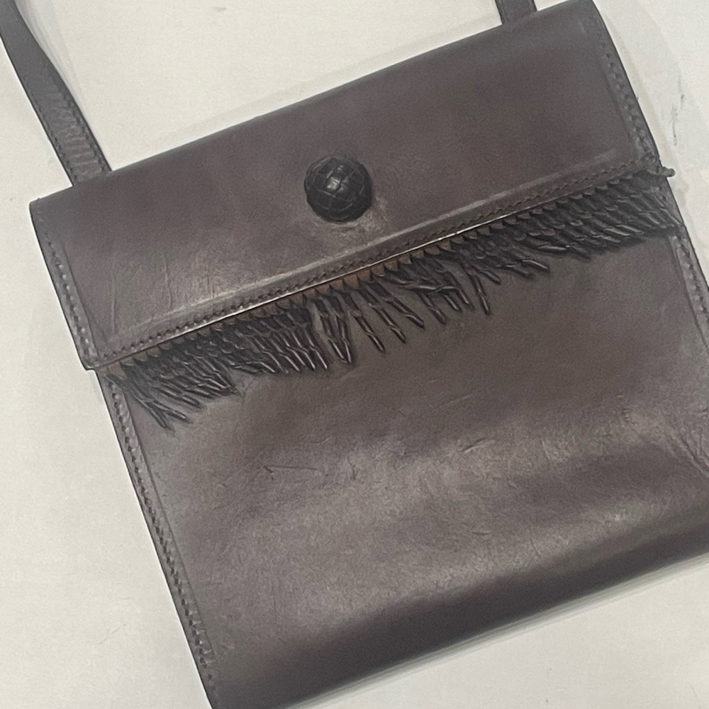 Neiman Marcus Dark Brown Leather Messenger Bag. Crossbody. Italy. Pre-owned